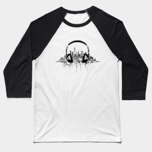 Music Headphone City Rhyme Wonderful Vibes Vector Graphic Baseball T-Shirt